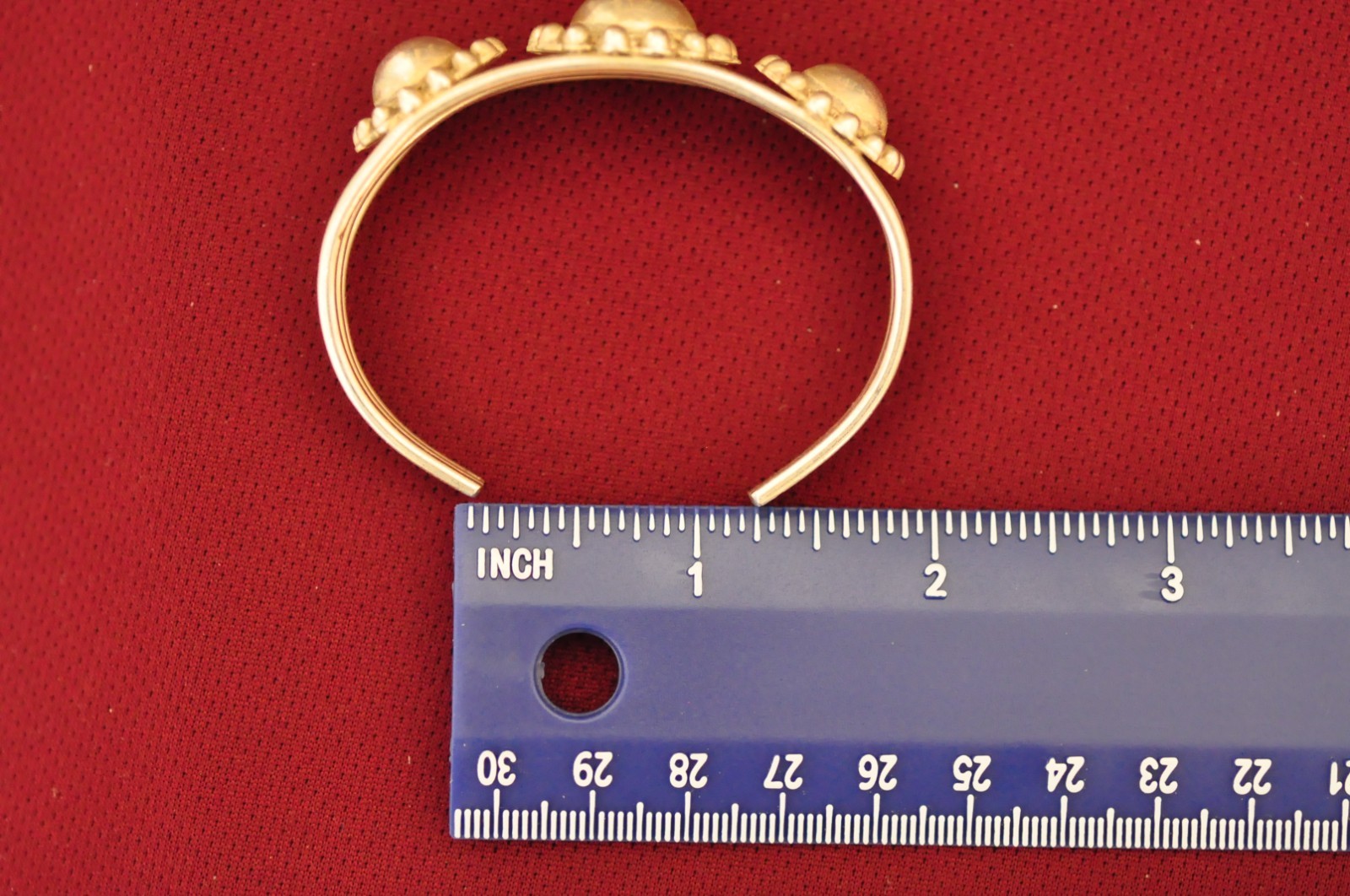 Vintage Sterling Silver Cuff Bracelet – 30g Tested 925 – Triple Dome Medi Design