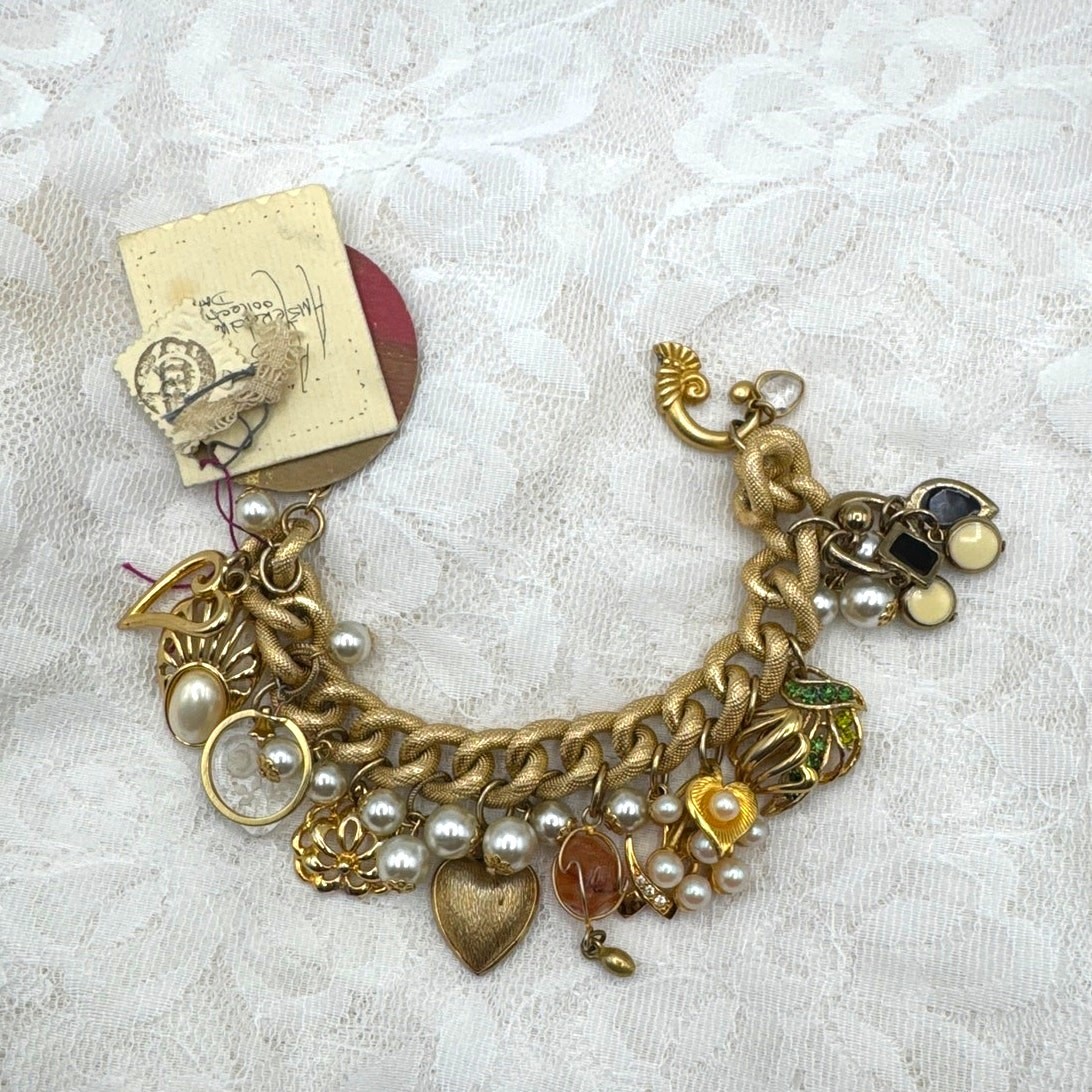Artisan Crafted Repurposed Jewelry Charm Bracelet Upcycled Junk Loaded Style