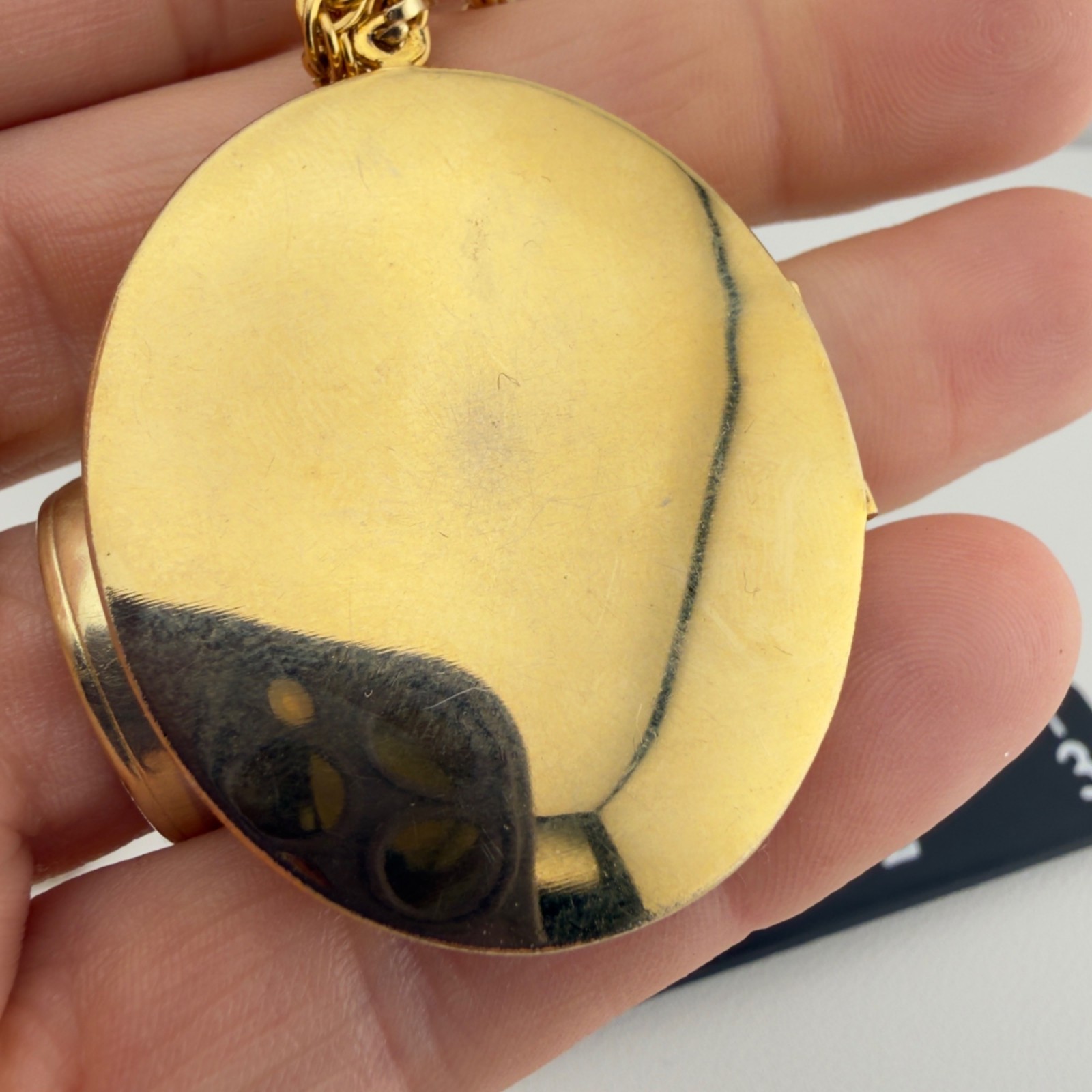 Vintage Large Oval Locket Necklace Set of 2 Gold Tone Silver Tone