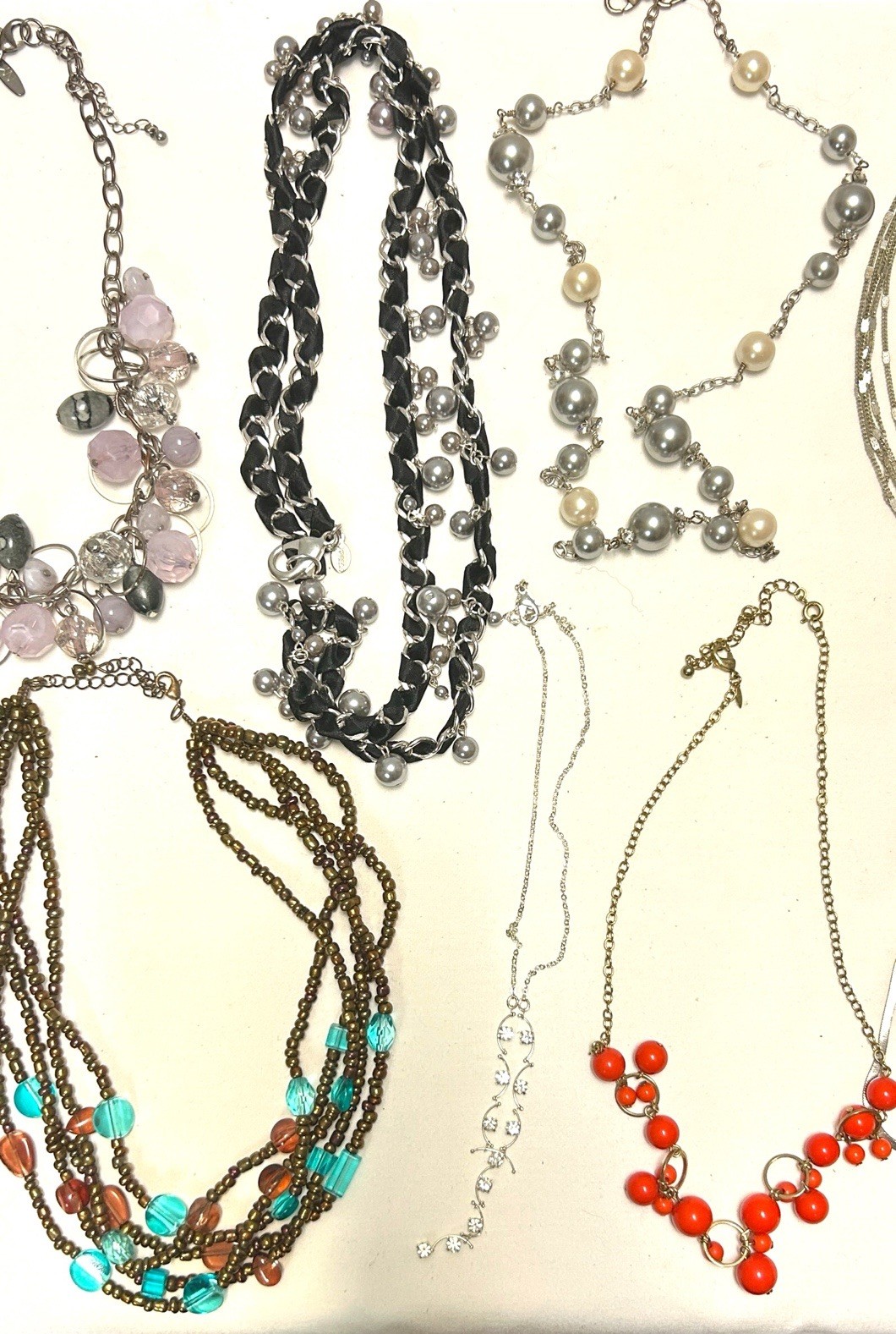 Assorted Necklaces Lot Of 17 Some Signed Statement Colorful Chunky Sleek Summer