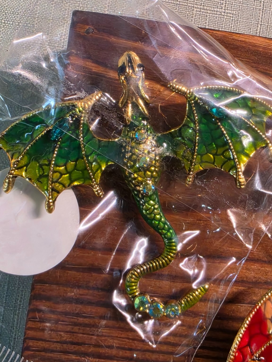 Dragon Jewelry Lot Brooch Pins & Pendant Fantasy Rhinestone Enamel Gold Tone New