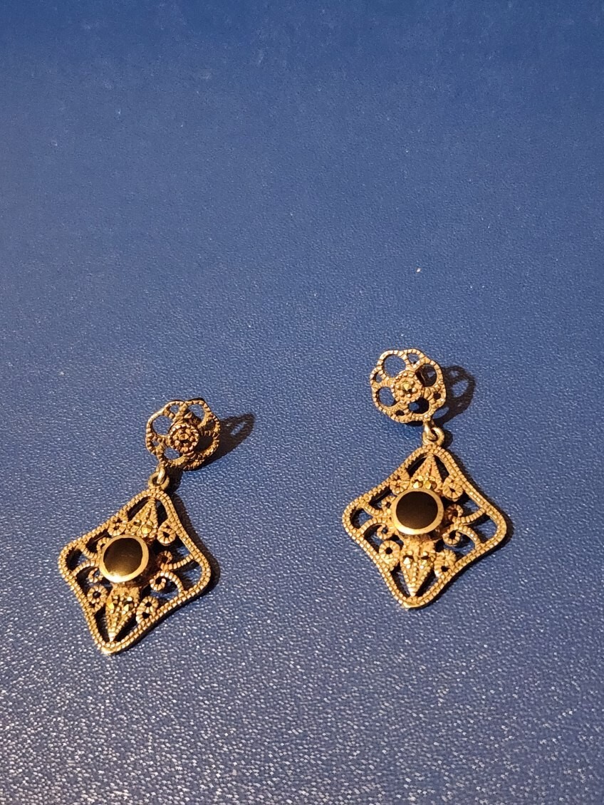 Sterling Silver Onyx Dangle Earrings