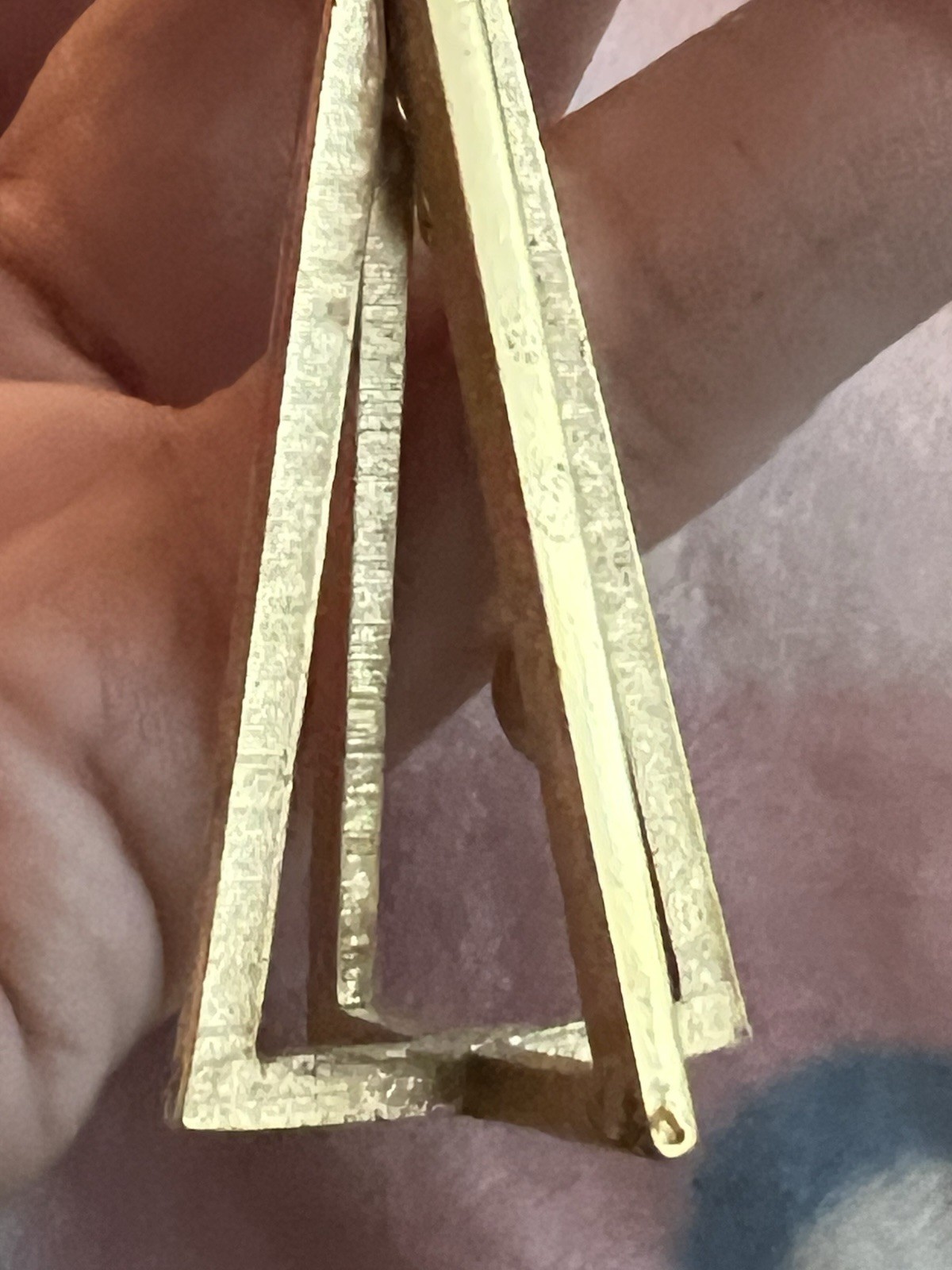 Vintage TRIFARI Dangle Long Triangle Clip Earrings Gold Tone