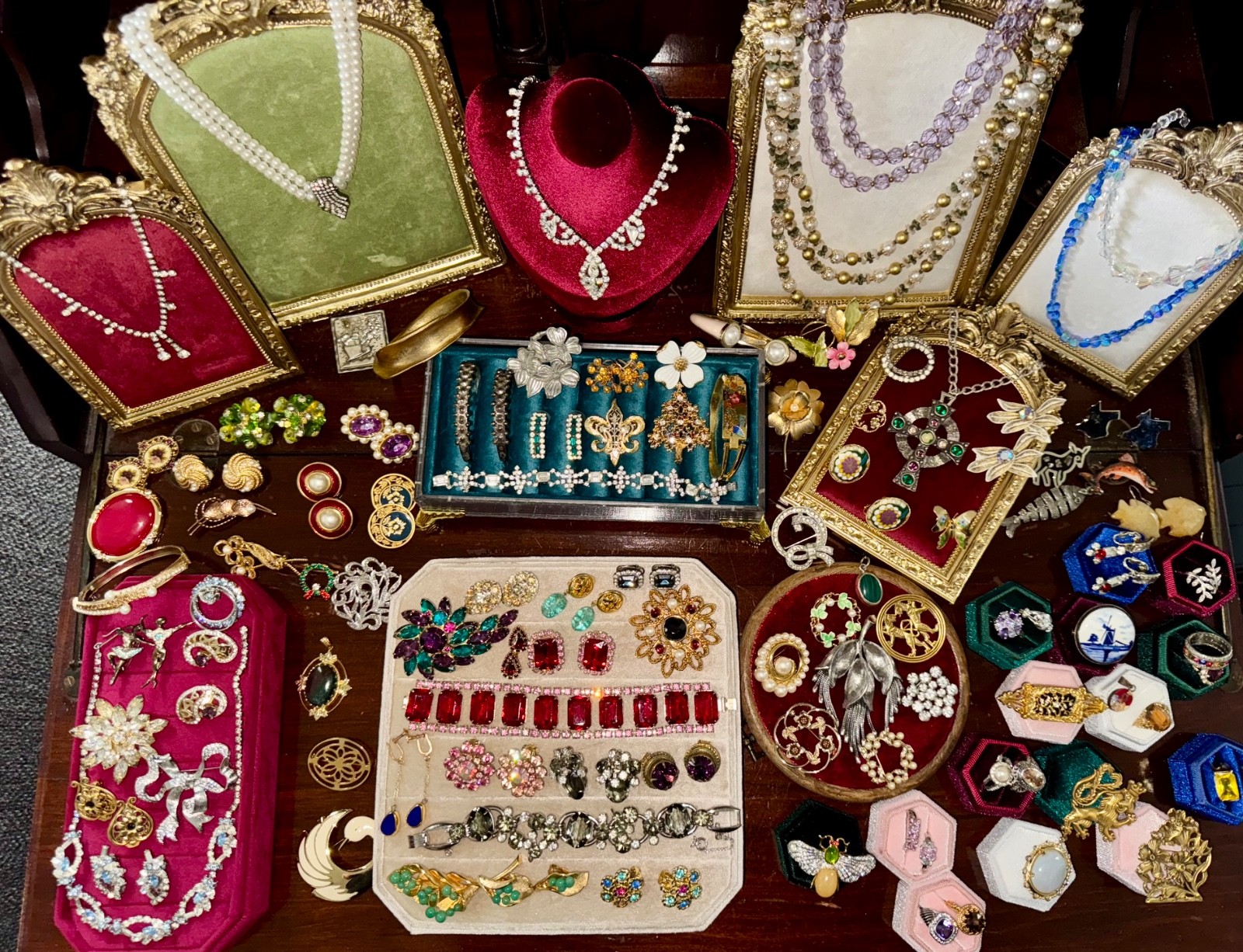 High End Rhinestone Vtg Jewelry Lot Kramer Juliana Coro Trifari Boucher Judy-Lee