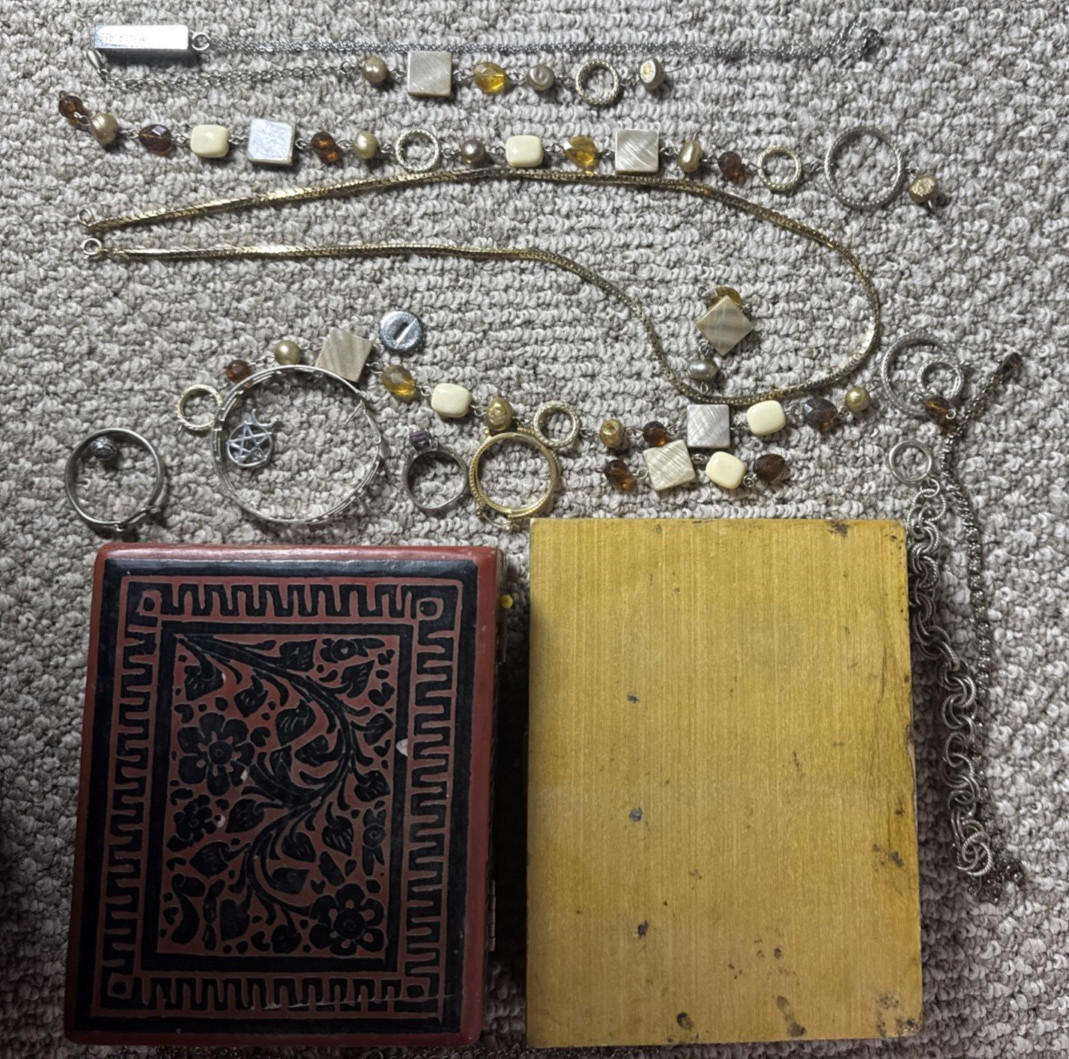 ESTATE FIND – COSMETIC JEWERLY WITH TWO JEWERLY BOXES – OVER 1 LB