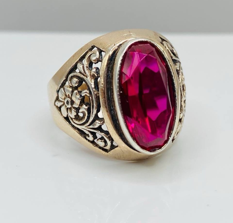 Vintage Silver 875 Soviet Ring Corundum Women’s Jewelry