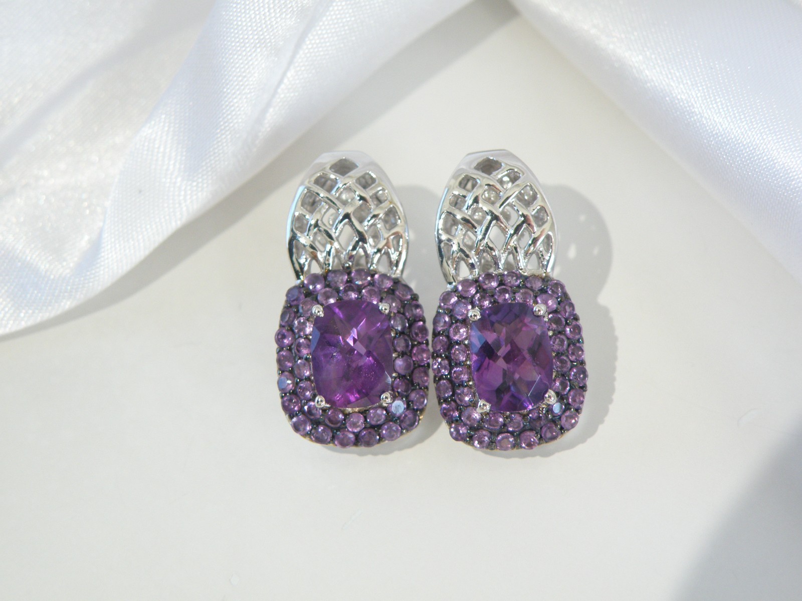 Sterling Silver 925 Natural Heated African Amethyst Earrings
