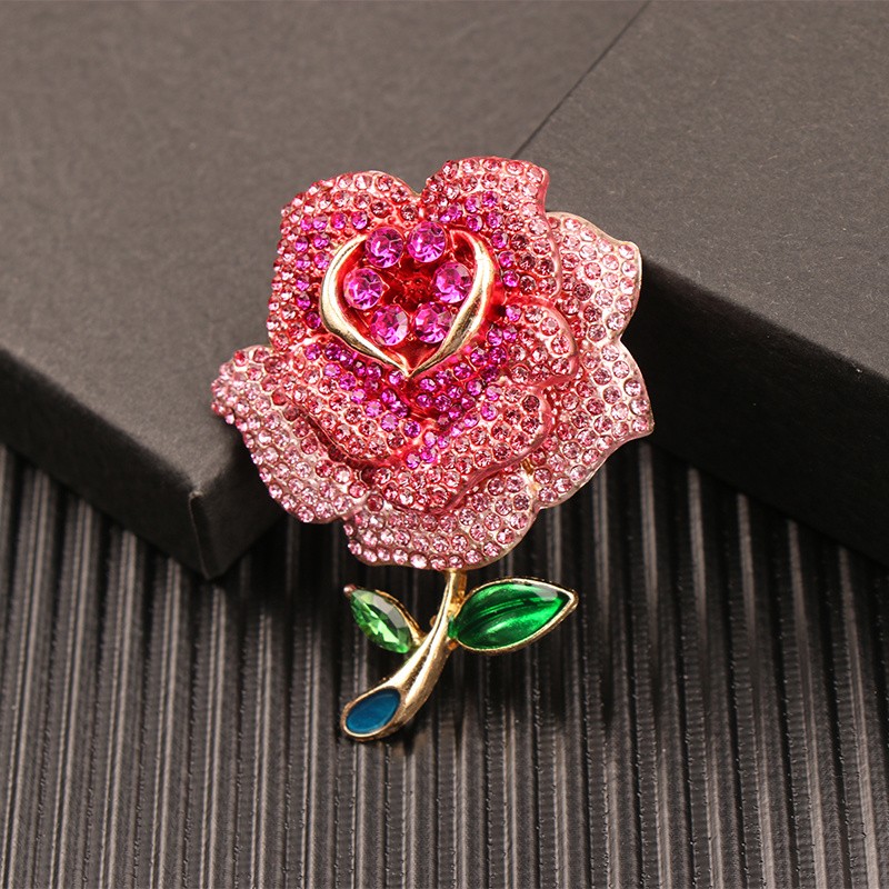 Creative Red Rose Brooch and Pin Wedding Dress Badge for Bride Love Couple Gift