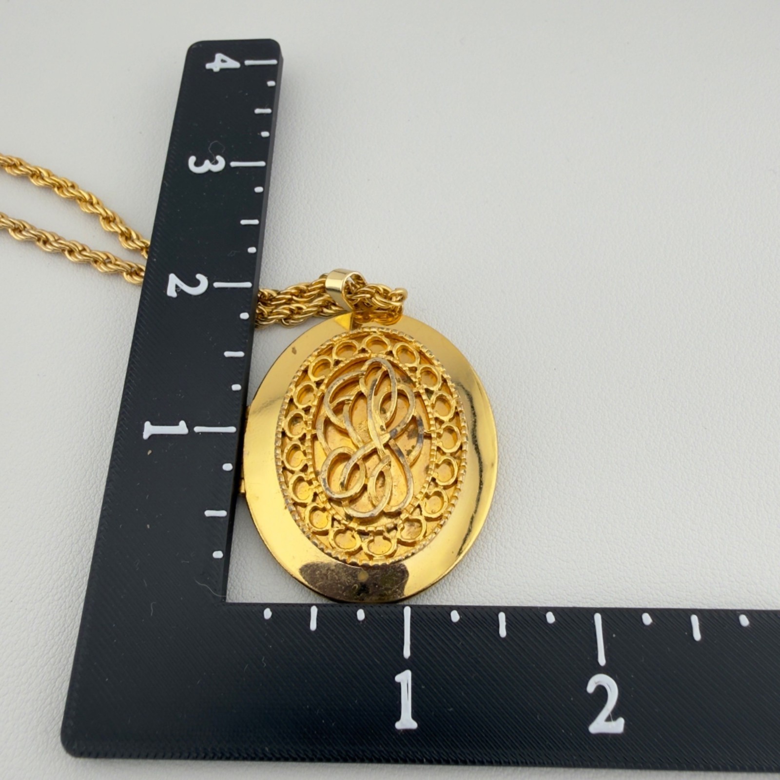 Vintage Large Oval Locket Necklace Set of 2 Gold Tone Silver Tone