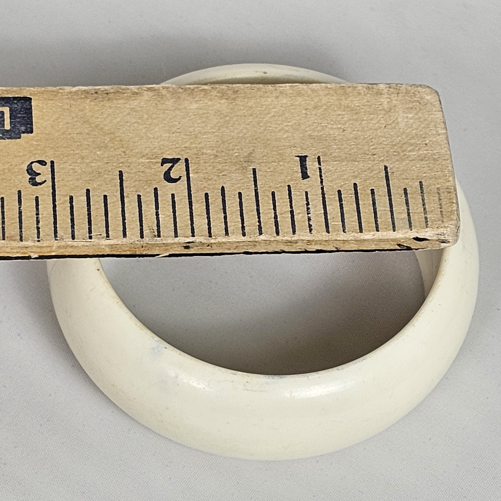 Vintage 80s Off White Bangle Bracelet Chunky Wide Band Costume Jewelry Hong Kong