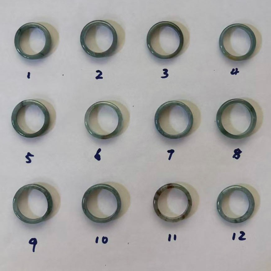 Hi-grade Natural green Jade Jadeite Rings Thin Band, Width about 3 mm