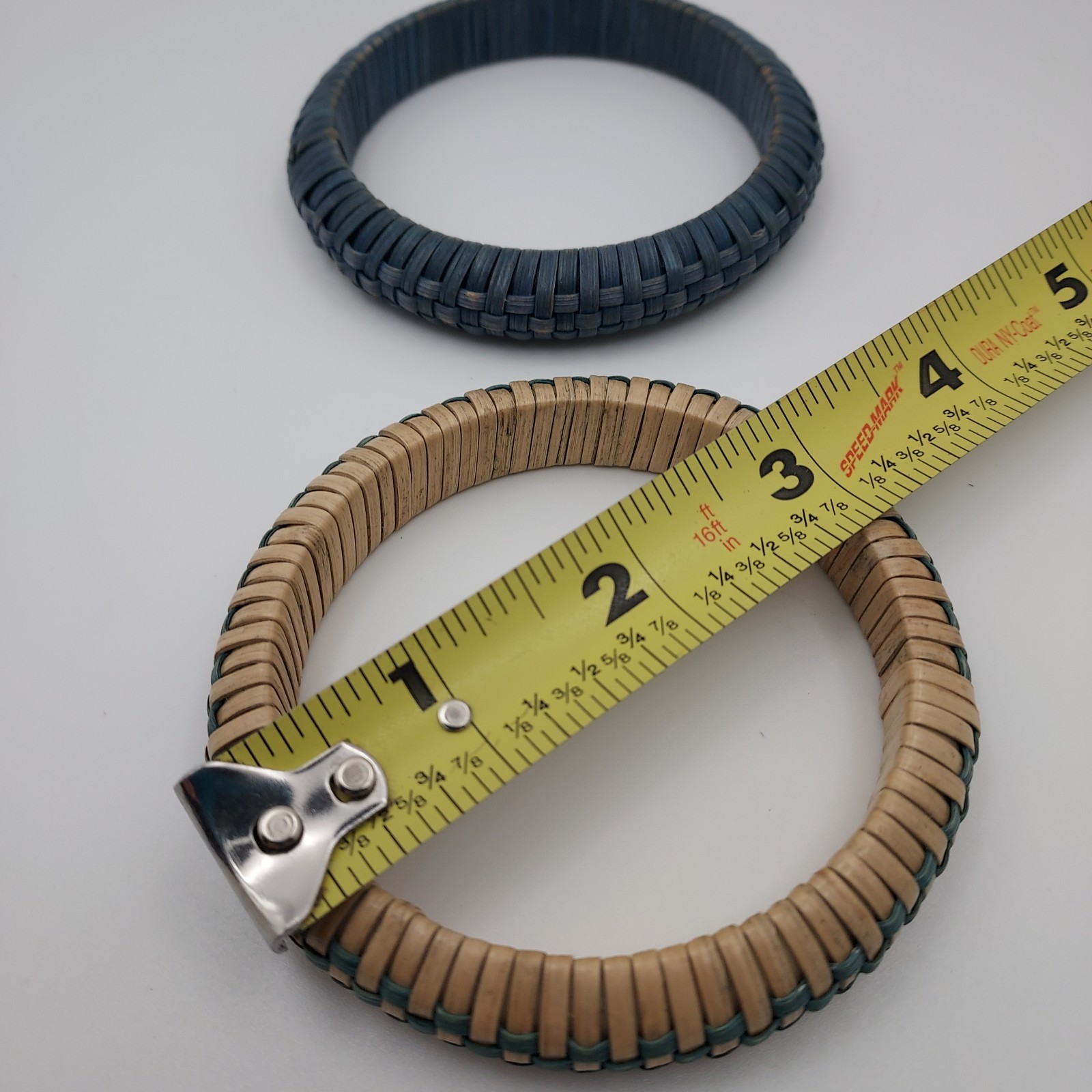 Vintage Bangle bracelets woven natural materials No metal or clasp, easy on/off.