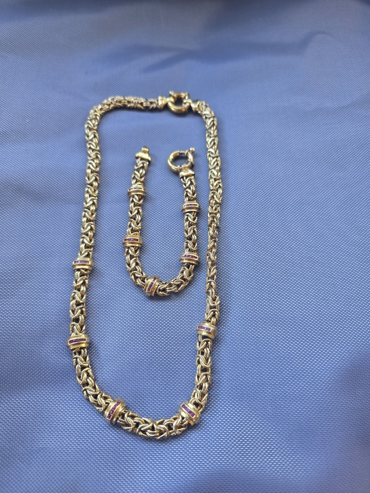 Vintage Byzantine Goldtone Silver Plated Necklace & Bracelet Set 42 Grams #7