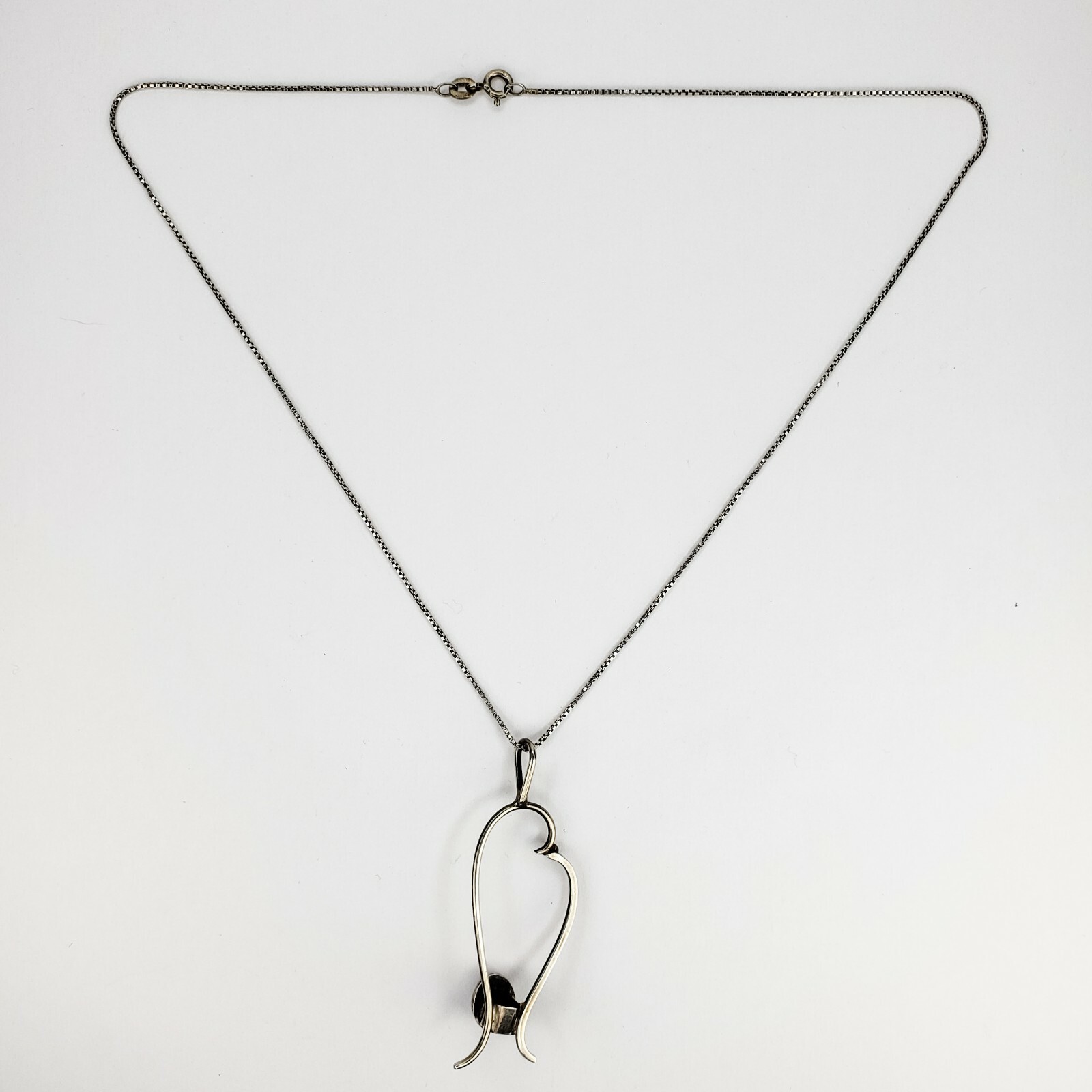 Sterling Silver 925 Freeform Sodalite Cabochon Pendant 16.25 Inch Chain Necklace