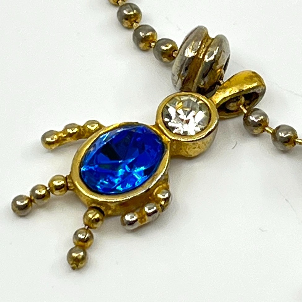 Vintage Y2K Multi-Color Rhinestone Boy & Girl Charm Ball Chain Necklace Classic