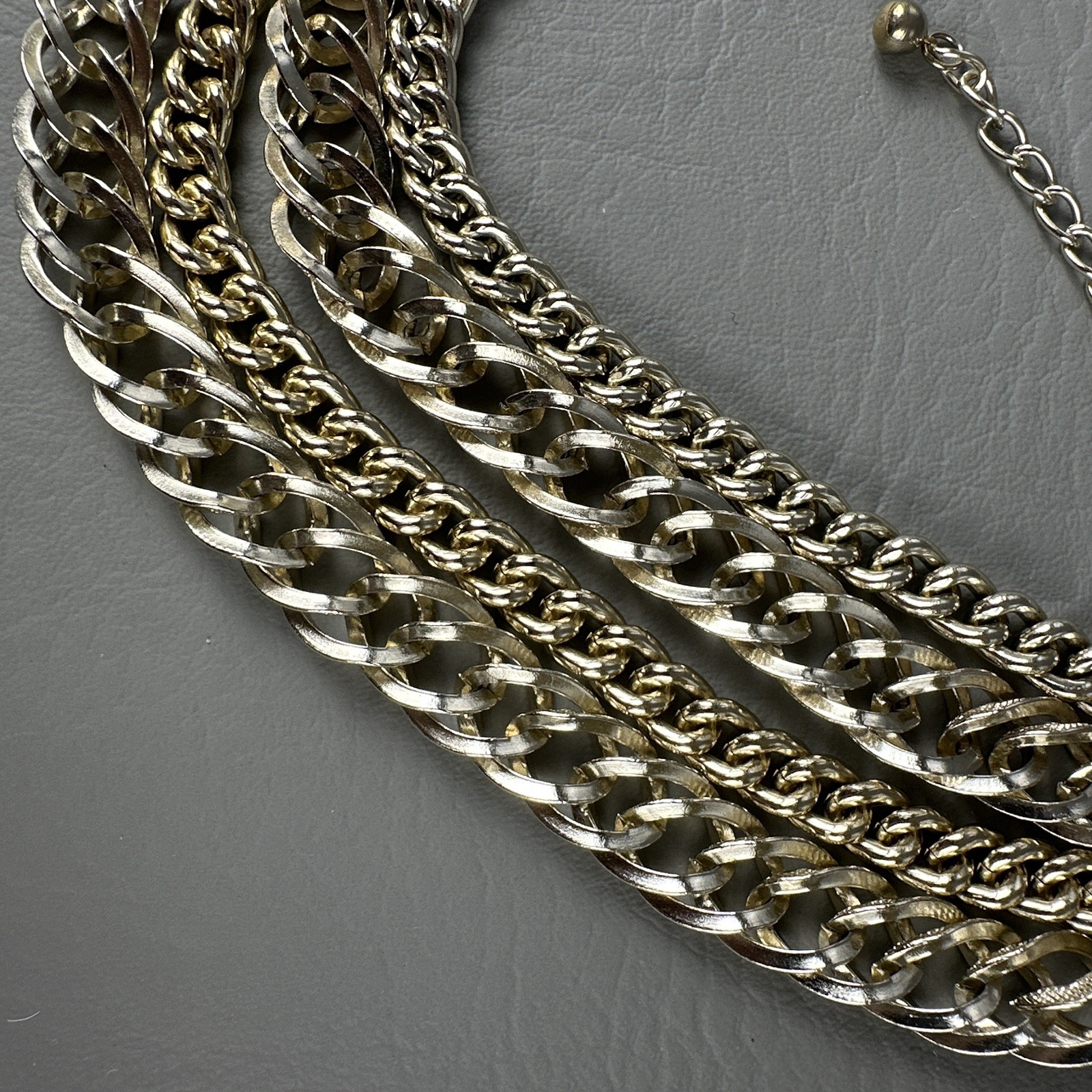 Vintage ART Arthur Pepper Necklace Gold Tone 5 Strand Chain 13-18″