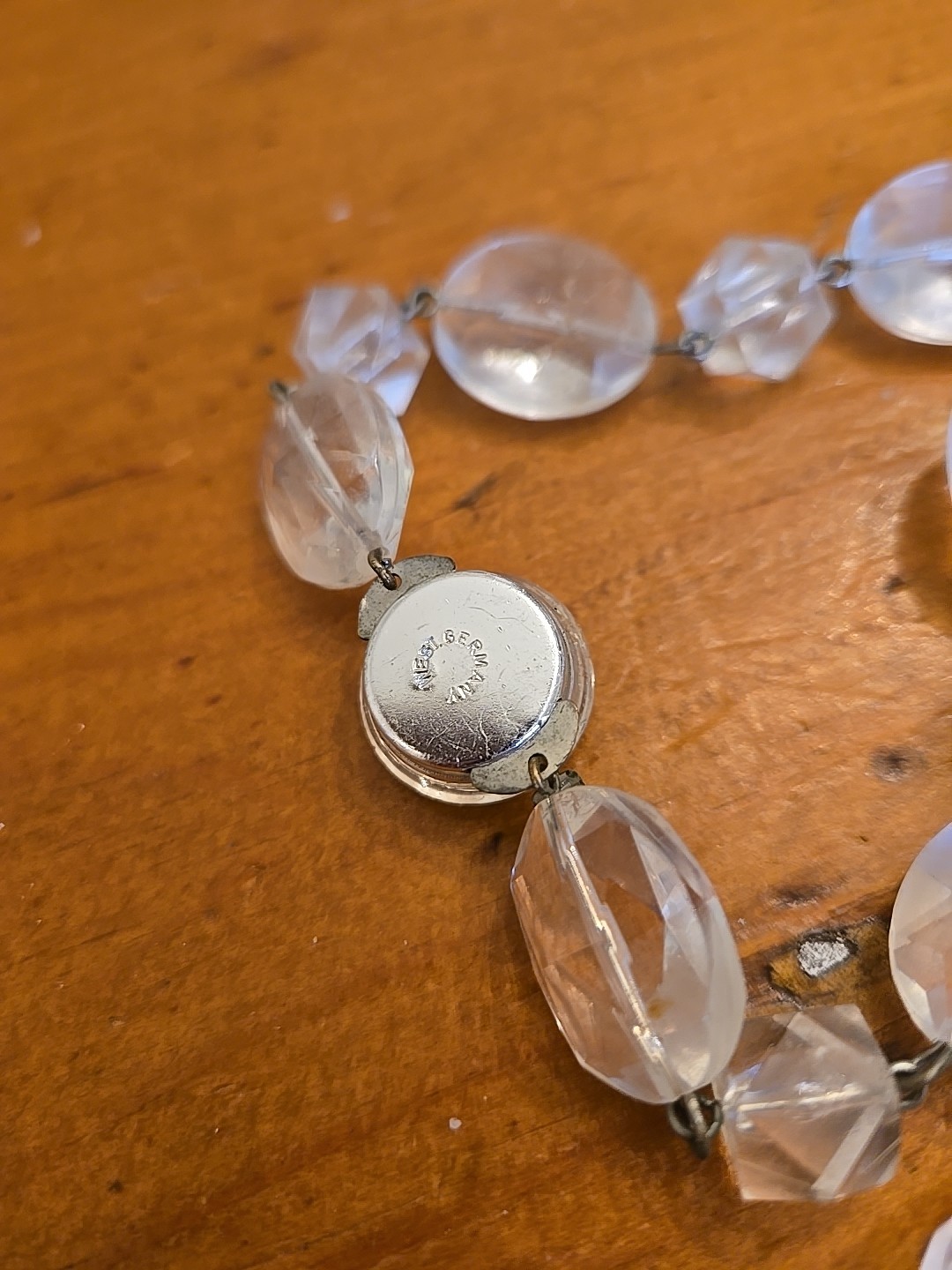 Clear 22″Beaded Vintage West Germany Plastic Glass Neckkace