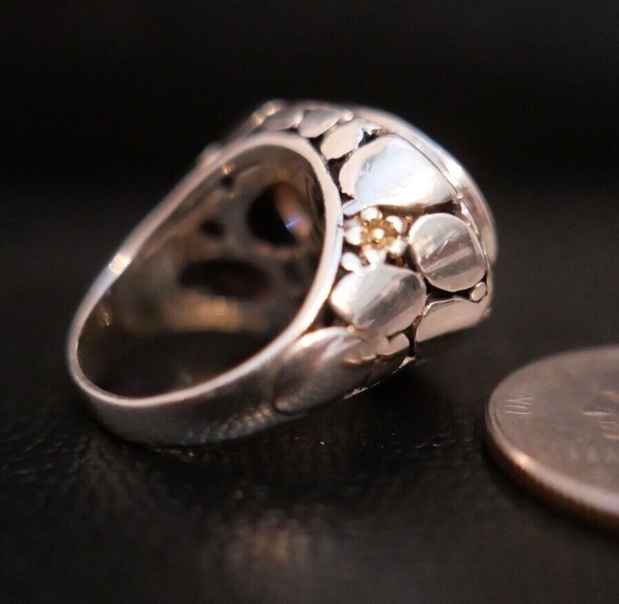 STERLING SILVER 925 Large Citrine STONE SOLITAIRE PEBBLE DESIGN RING SZ 6