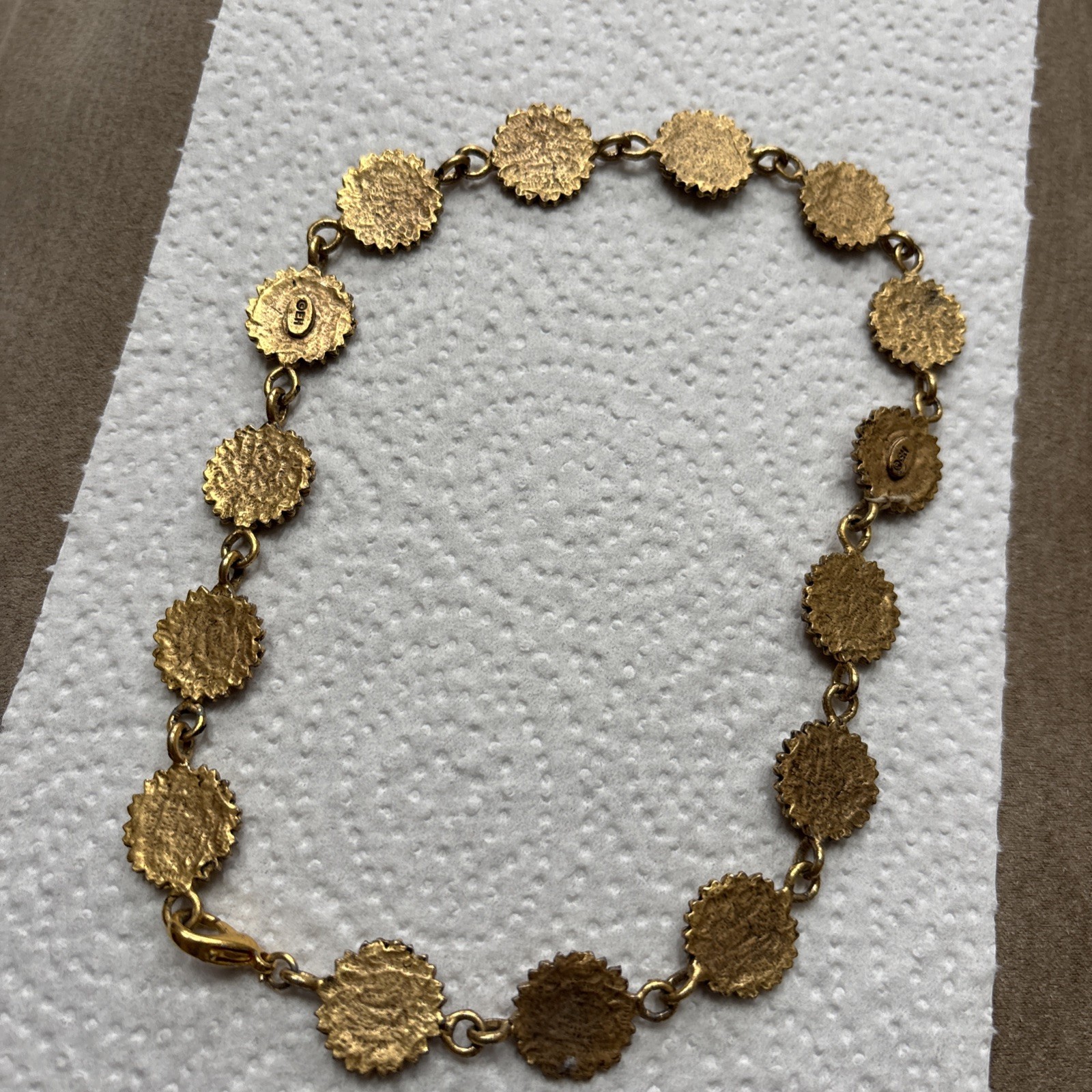 Vintage Eivind Hillestad Gold Tone Flower Necklace Signed EH VG