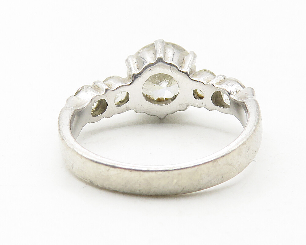 925 Sterling Silver Cubic Zirconia Solitaire With Accents Ring Sz 7 RG11647