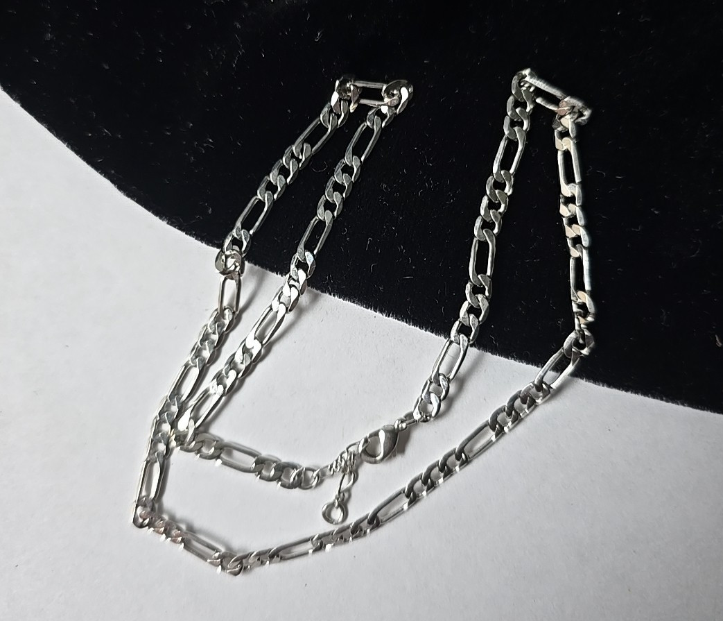 Vintage Stainless Steel Figaro Links Chain Necklace 17″L