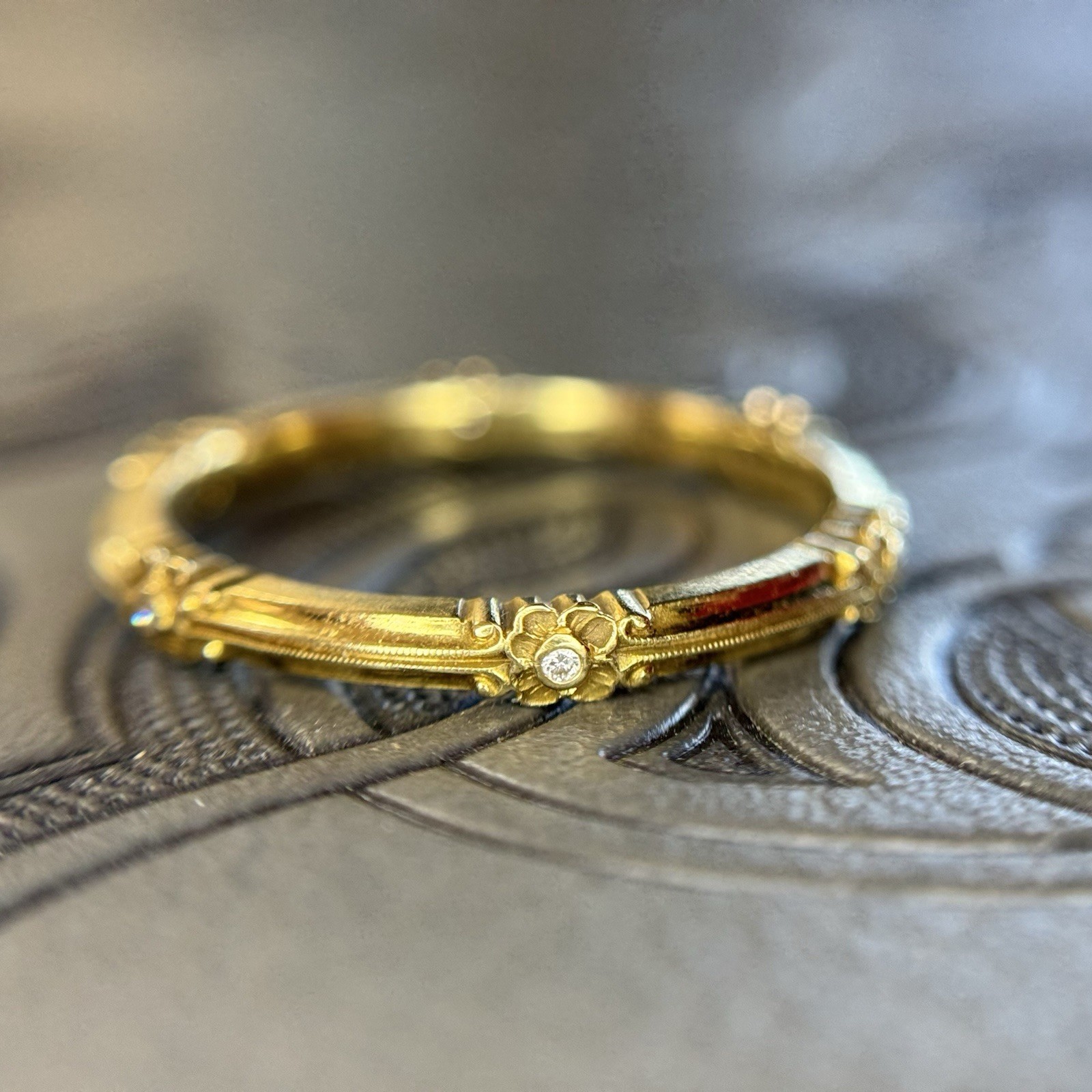 Vintage Van Craeynest Diamond Eternity Band 18k Yellow Gold