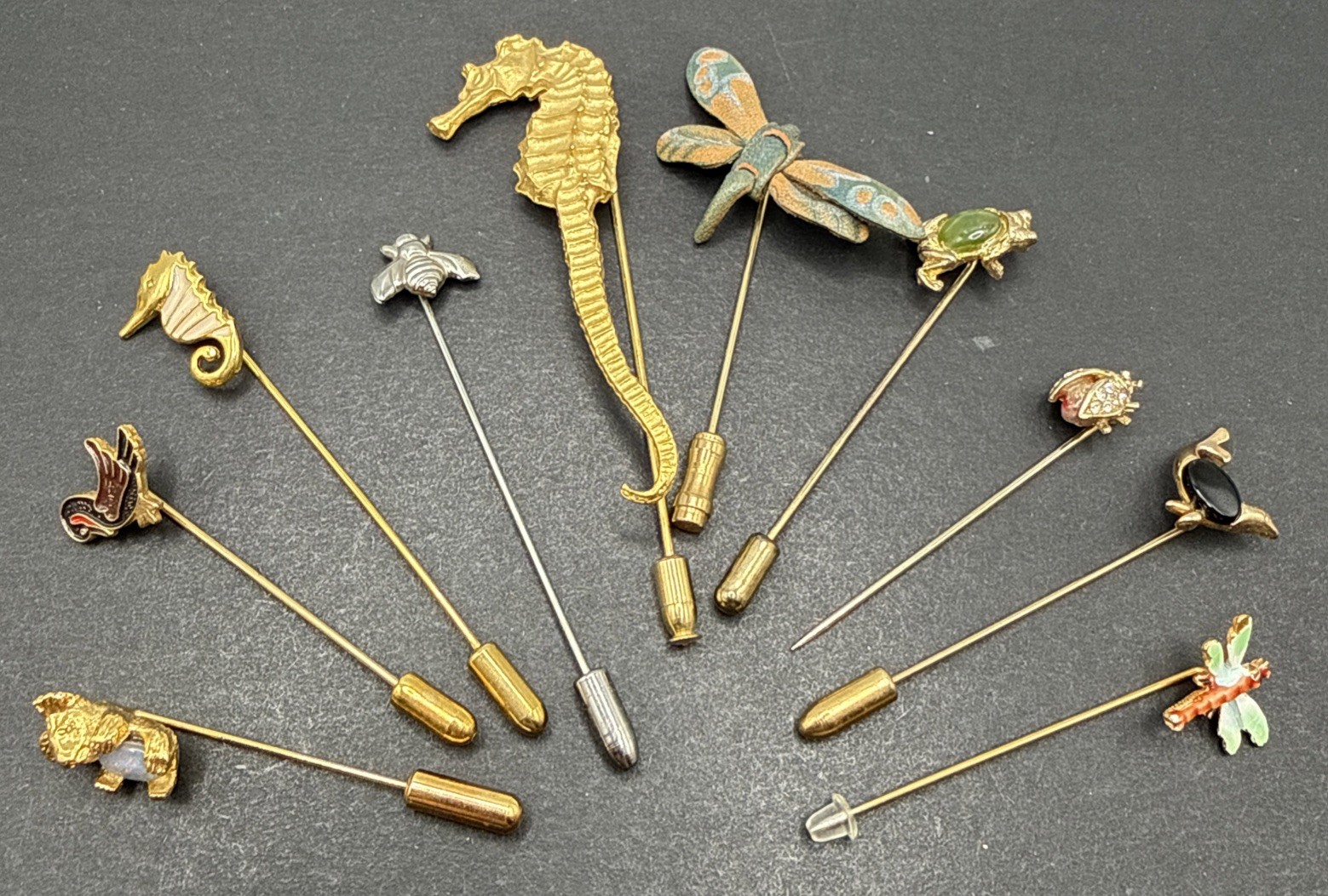 Lot Of Stick Pins – Animals And Bugs Seahorse Seal Dragonfly Frog Duck Bee J57
