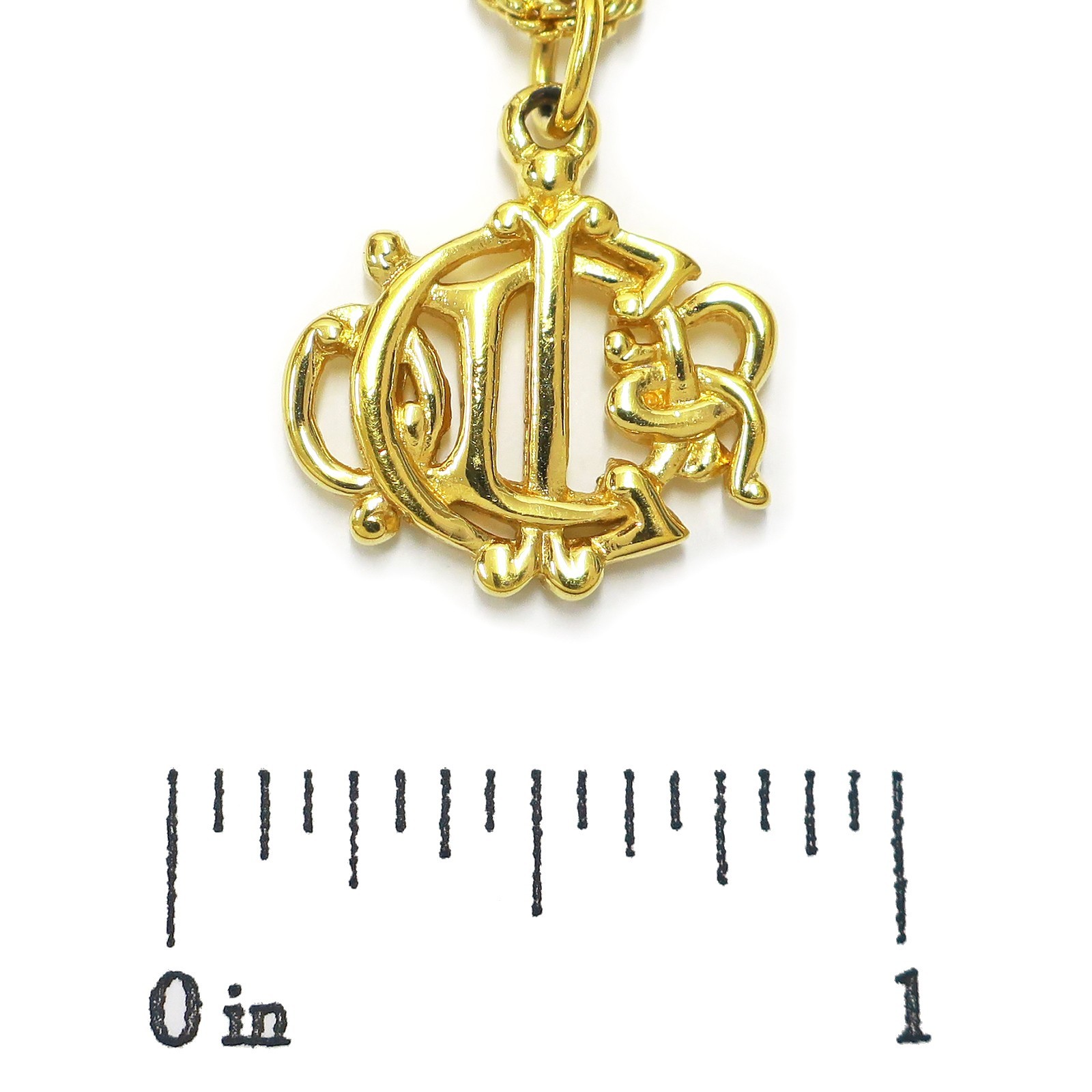 Christian Dior Gold Plated Logo Charm Chain Necklace Pendant #1327c Rise-on