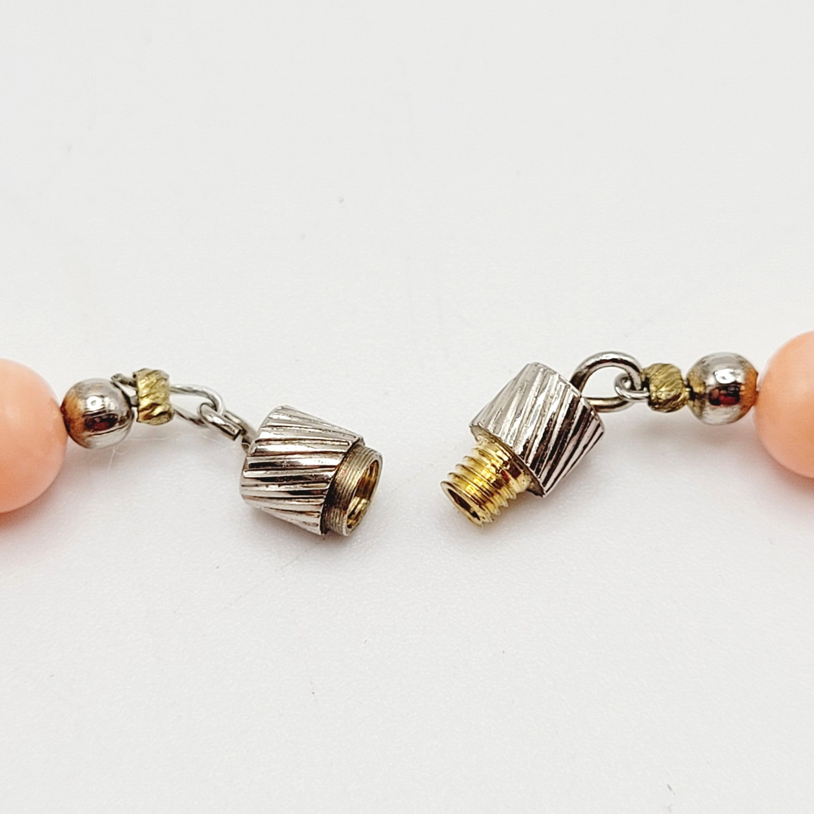 Genuine Pink Peach Blush Coral Bead 6mm Necklace Alloy Clasp Tested 25 inch