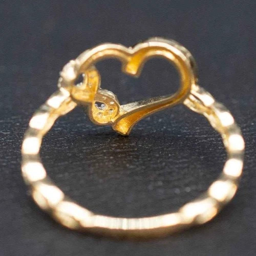 0.12TCW Round Cut White Moissanite Infinity Heart Shaped Ring 10K Yellow Gold FN