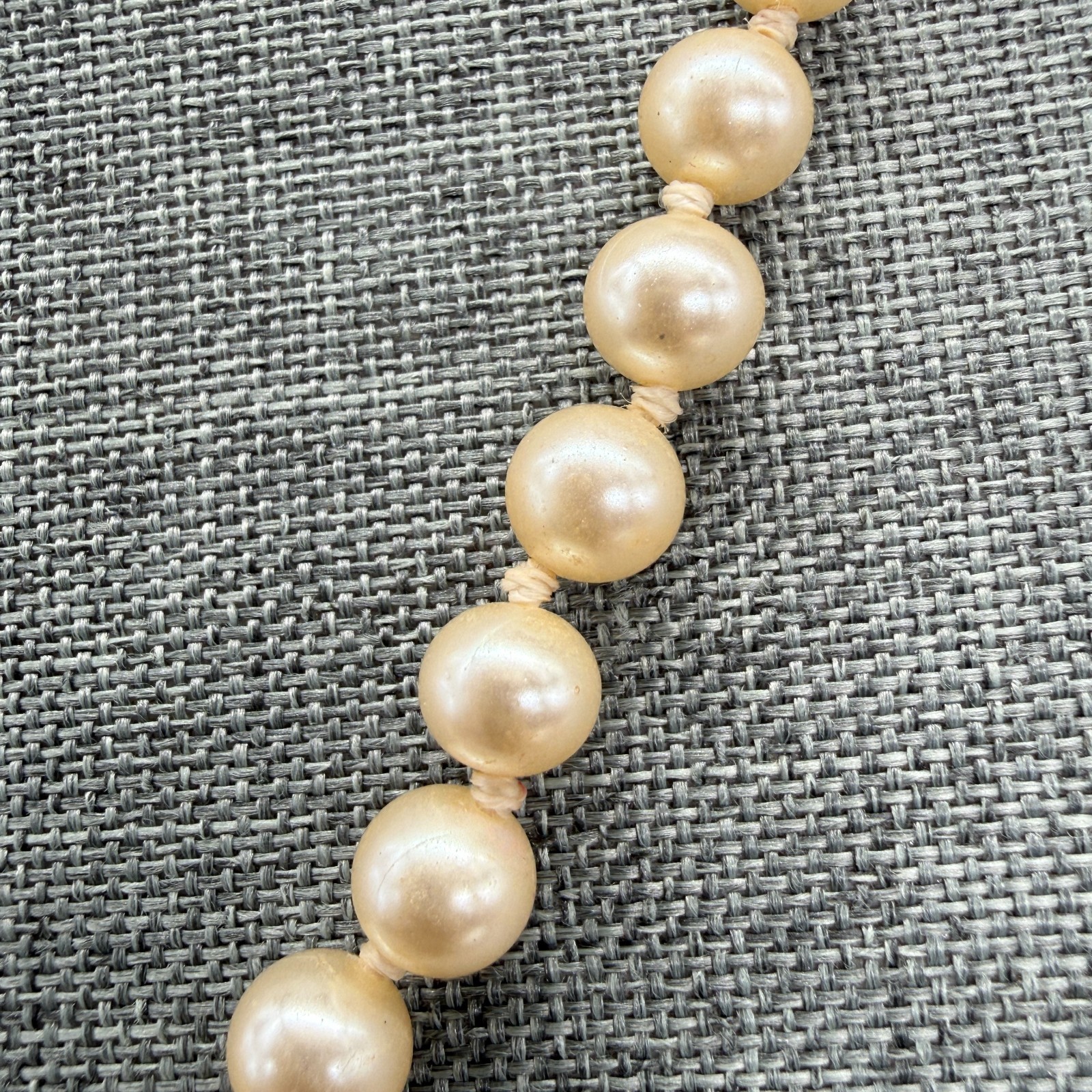 Vintage Pearl Necklace Cream Approximately 6 mm 22 Inches Rhinestone Pendant