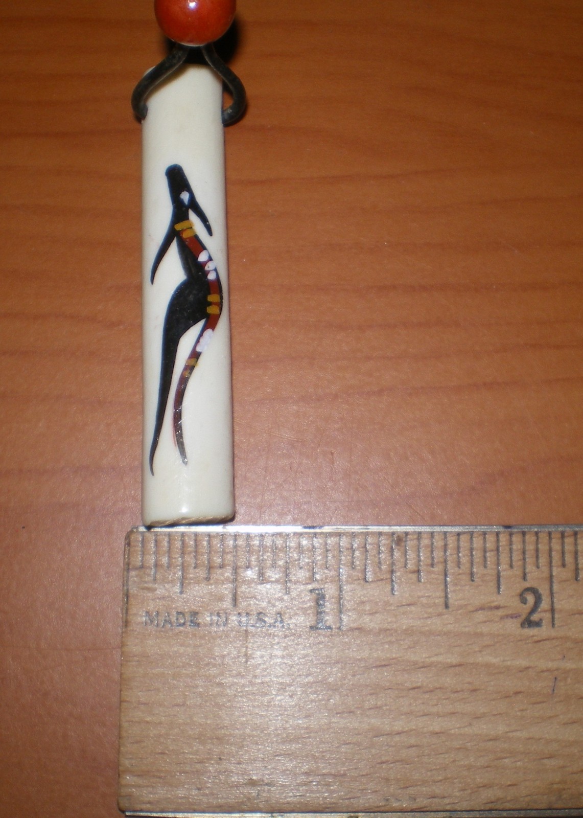 Vintage Kangaroo Wallaby BONE Pendant Leather Lariat Necklace * 2.25″ Australia