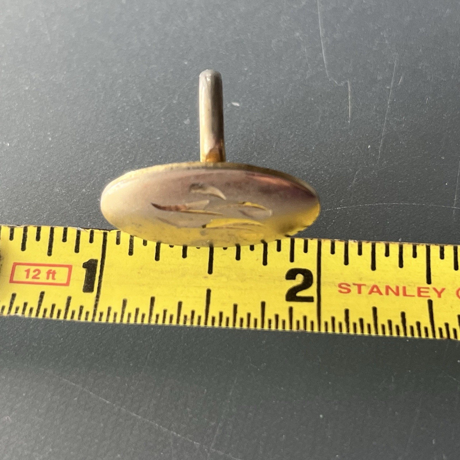 Vintage Monogram Signet Oval Yellow Gold Plated Ring Size 6 Adjustable Band
