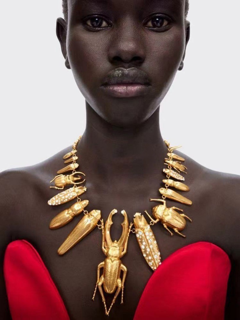 Insect Necklace 18K Gold Plated Schiaparelli Inspired Collection Vintage Jewelry
