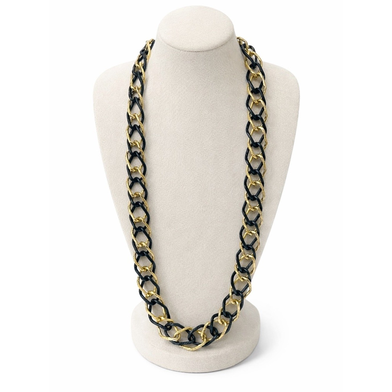 Chunky Black & Gold Chain Statement Link Necklace Vintage Style