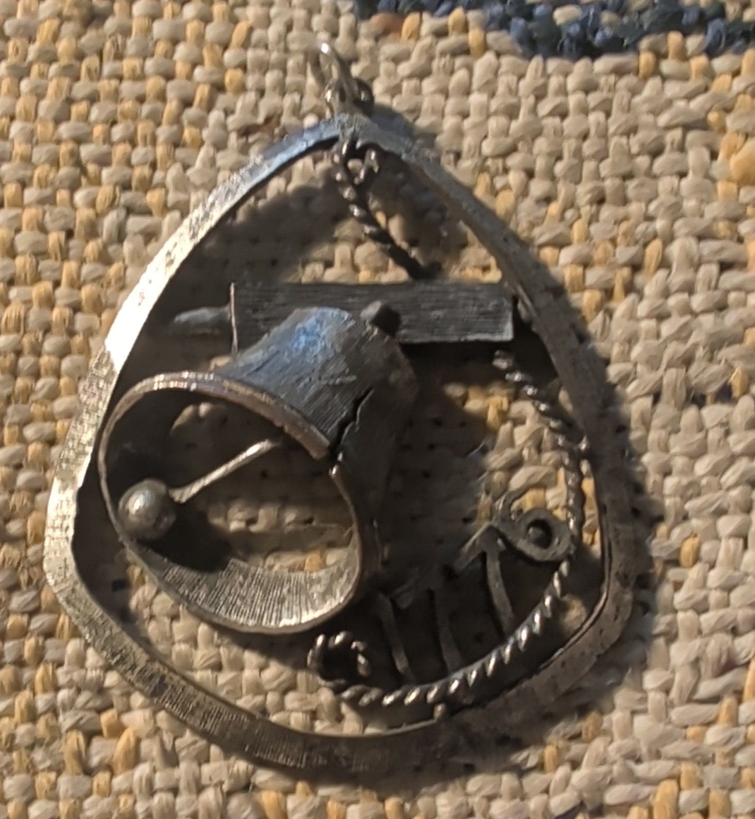 Silver Tone Bell Design Historic Charm Pendant for Unisex Adults