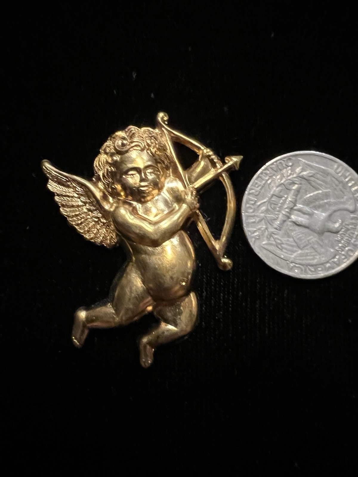 Large Cherub Vintage 22K Plated Over Brass Stamping For Jewelry Design Romantic