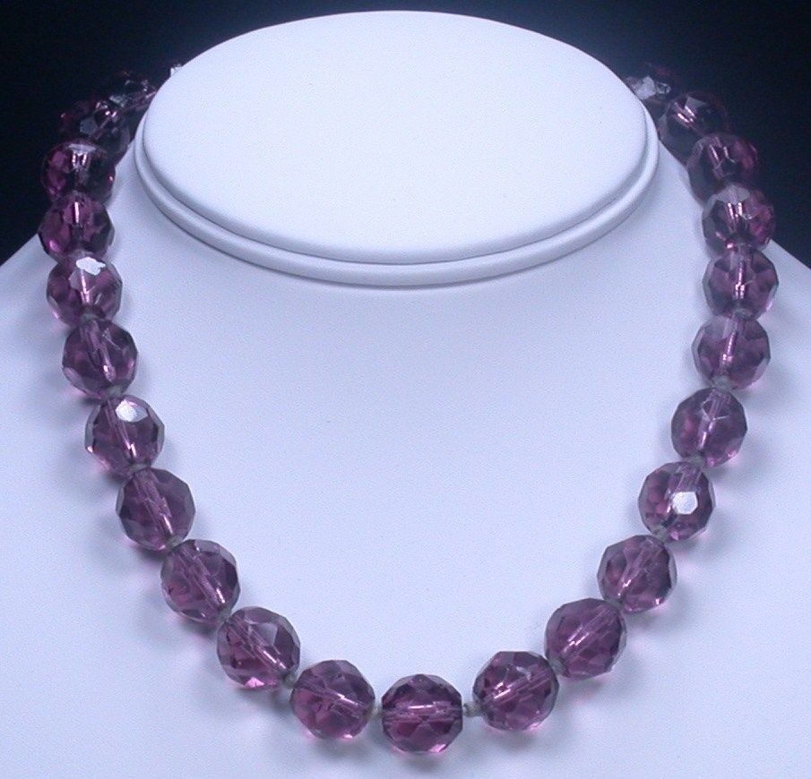 Art Deco Czech Amethyst Glass Bead Necklace