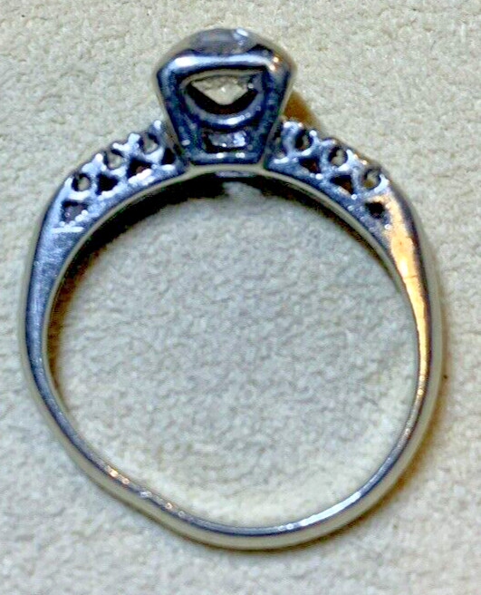 14k White Gold Solitaire Wedding Ring Antique .80-1ct Old Rose Cut Diamond