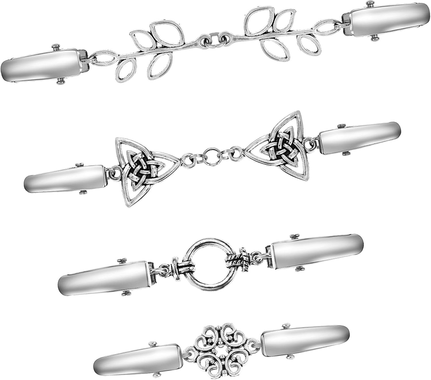 4pcs Shirt Clips for Women Silver Sweater Clips Dress Clips Back Cinch Vintage