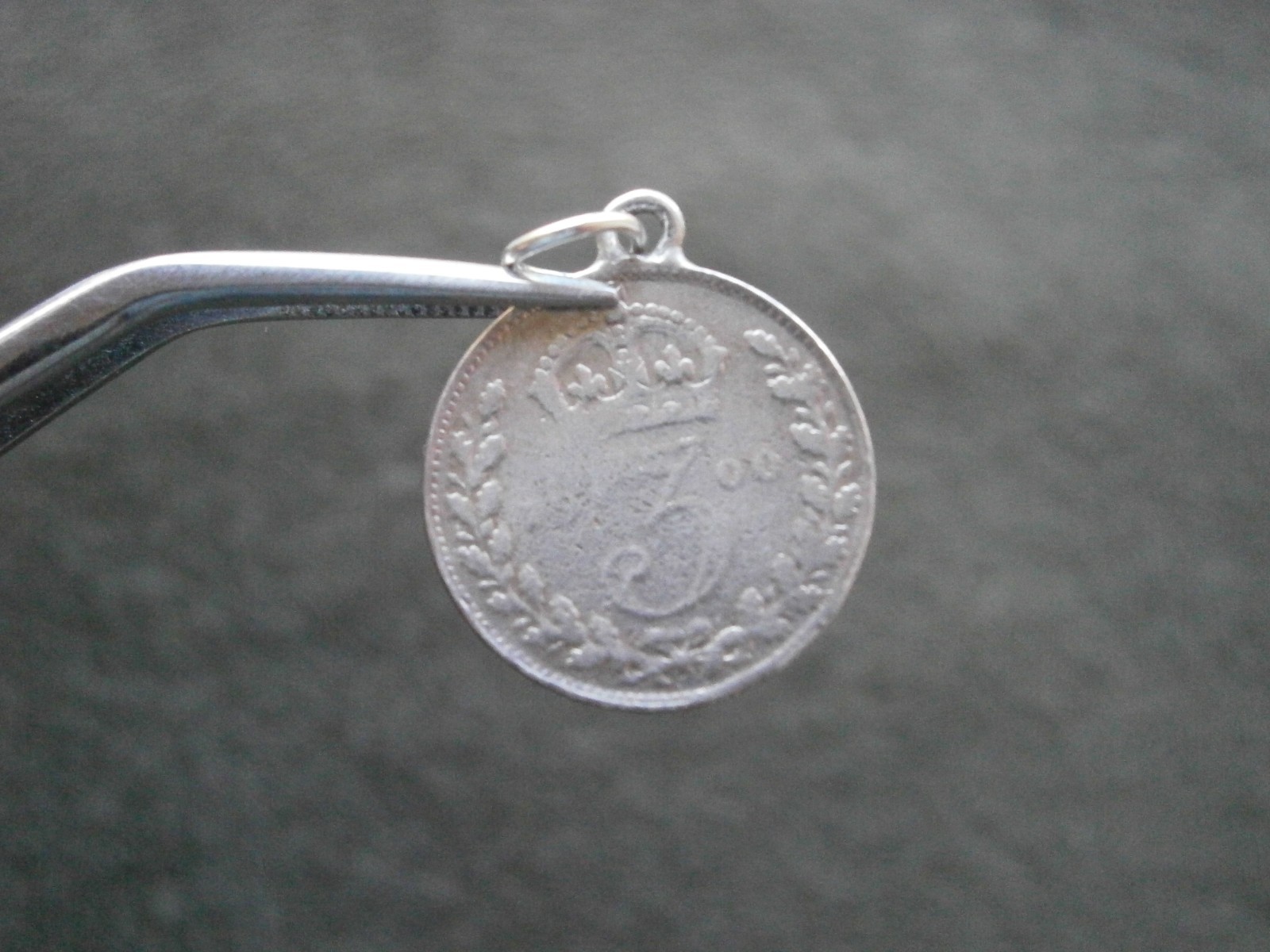 Victoria Sterling Silver Threepence 3d Coin Antique Charm Pendant ~ 1900