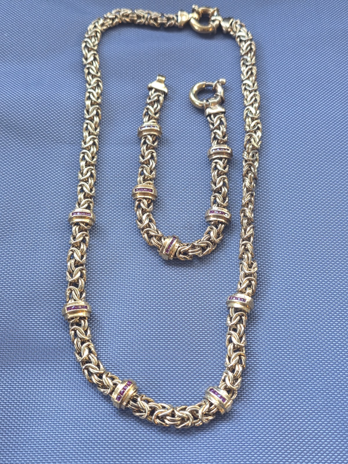 Vintage Byzantine Goldtone Silver Plated Necklace & Bracelet Set 42 Grams #7