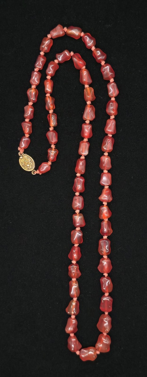 Vtg Chinese Export Sterling Silver Carnelian Necklace