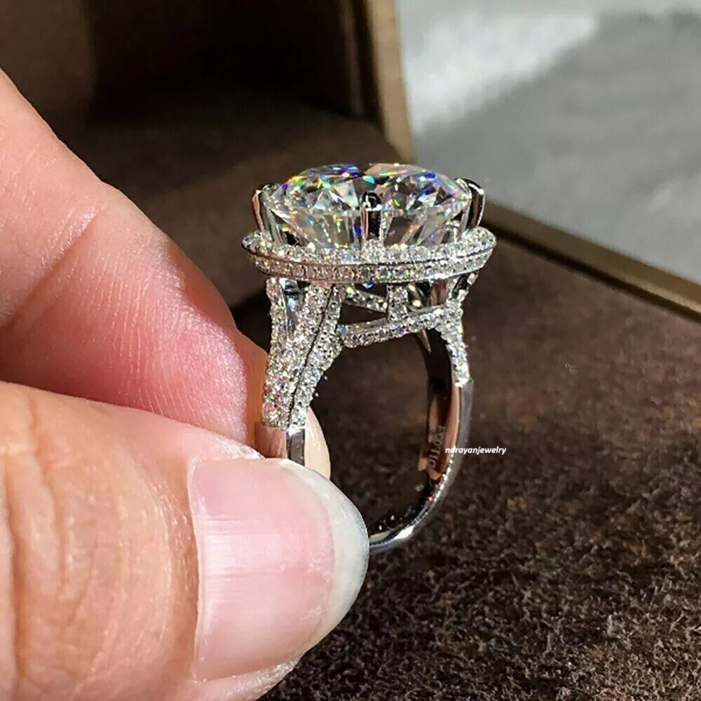 6Ct Round Cut Lab Created Diamond Halo Engagement Ring In 14K White Gold Ring