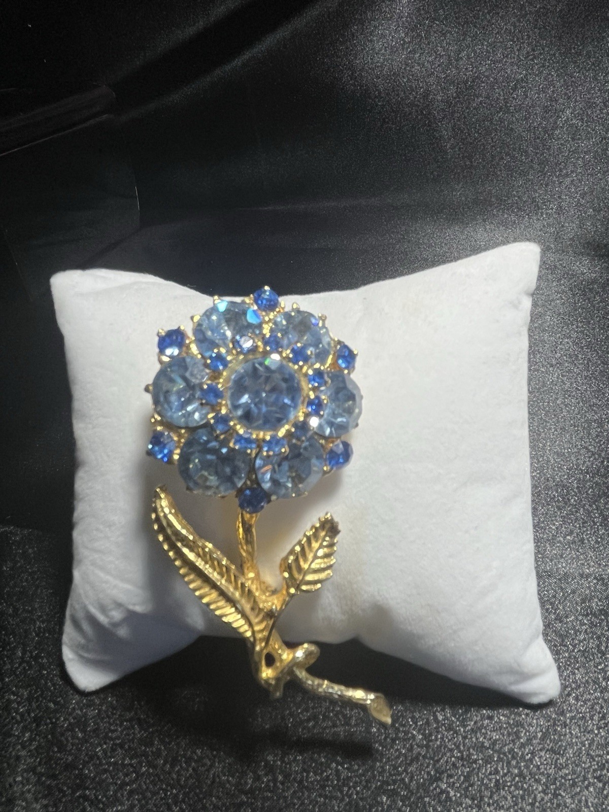 Vintage Edlee Blue Flower Brooch-Signed