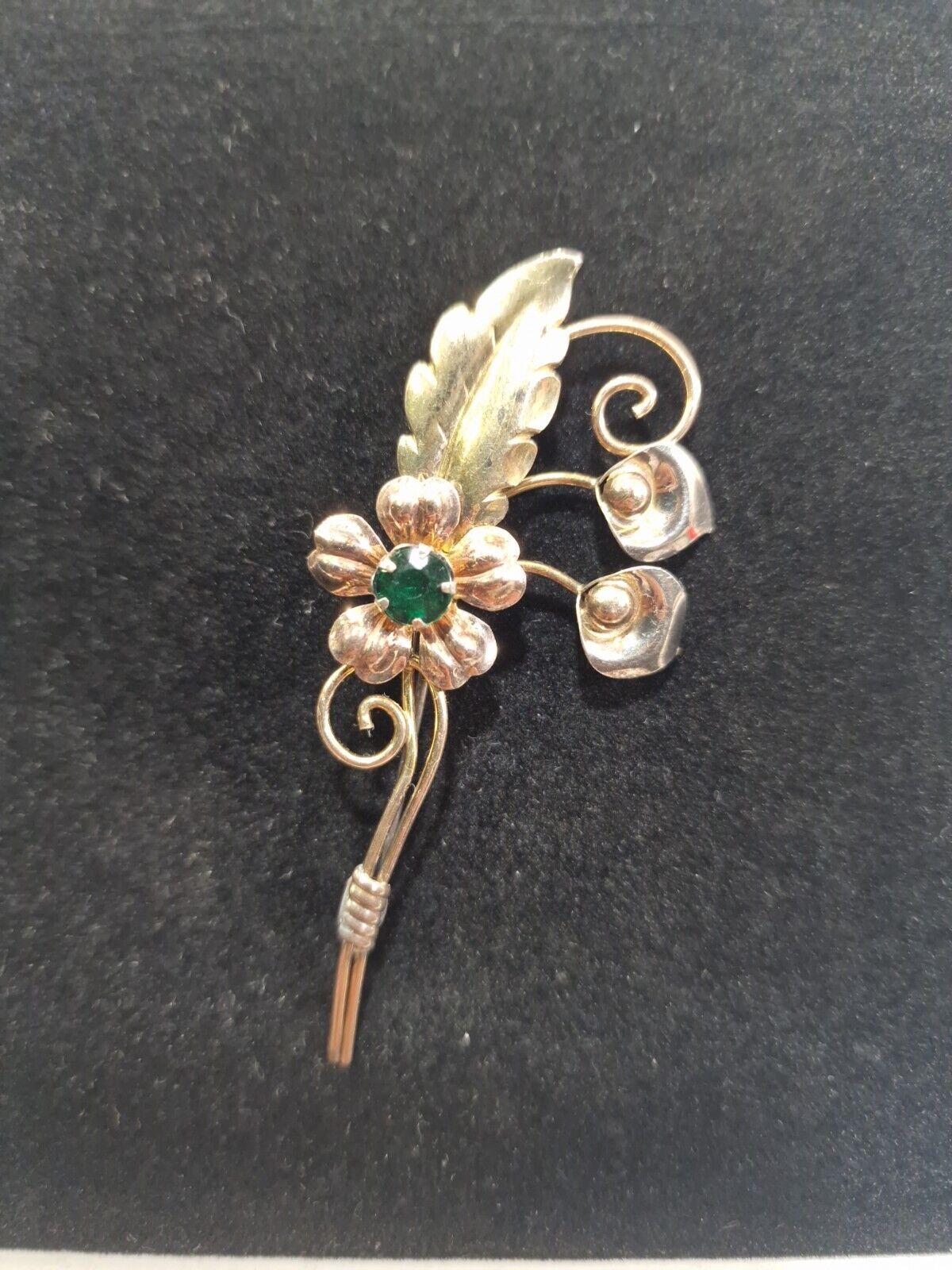 VTG Van Dell 1/20th 12K Gold Fill & Rhinestone Brooch, Silver? ! *66