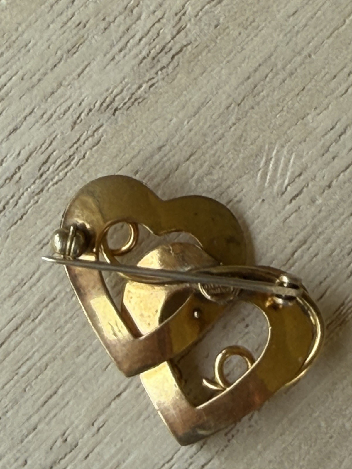VTG“Rainbow”Gold Filled Double Heart Austrian Crystals Family or Mother’s Brooch