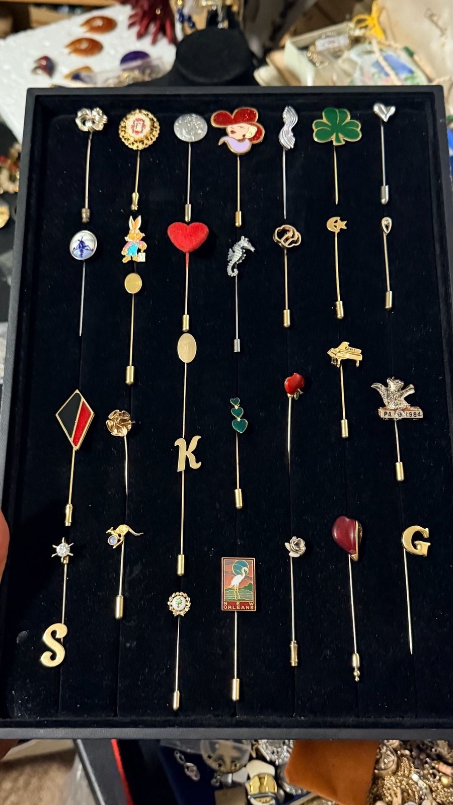 Assorted Vintage Collection of Decorative Stick Pins and Hat Pins, Multi-Theme L