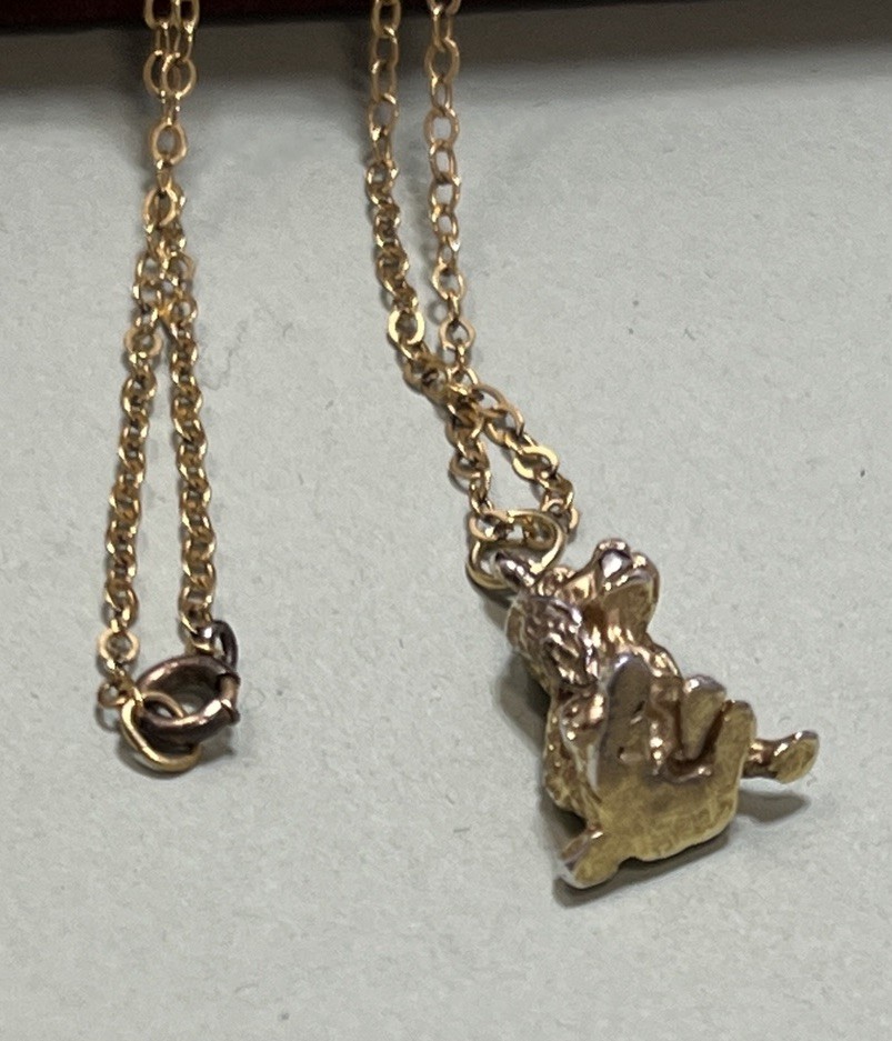 Vintage Cocker Spaniel Dog Pendant Necklace 1/20 Gold Filled 18”Gold Tone .5”