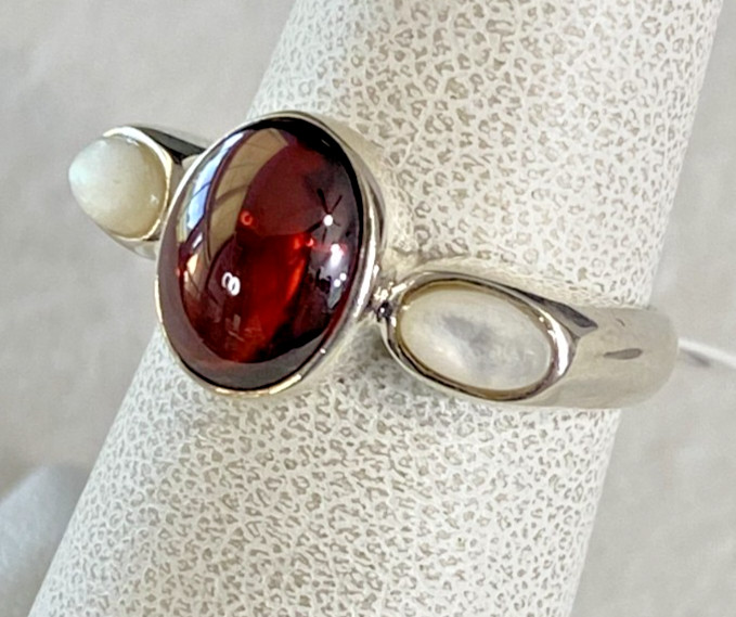 Vintage Sterling Silver Multi Stone Ring JC Signed Size 6 NOS 4.2g